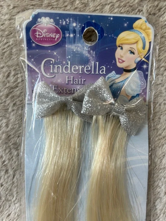 Cinderella Disney Clip-In Hair Blonde Extensions with Silver Bows-Brand New - Picture 1 of 7